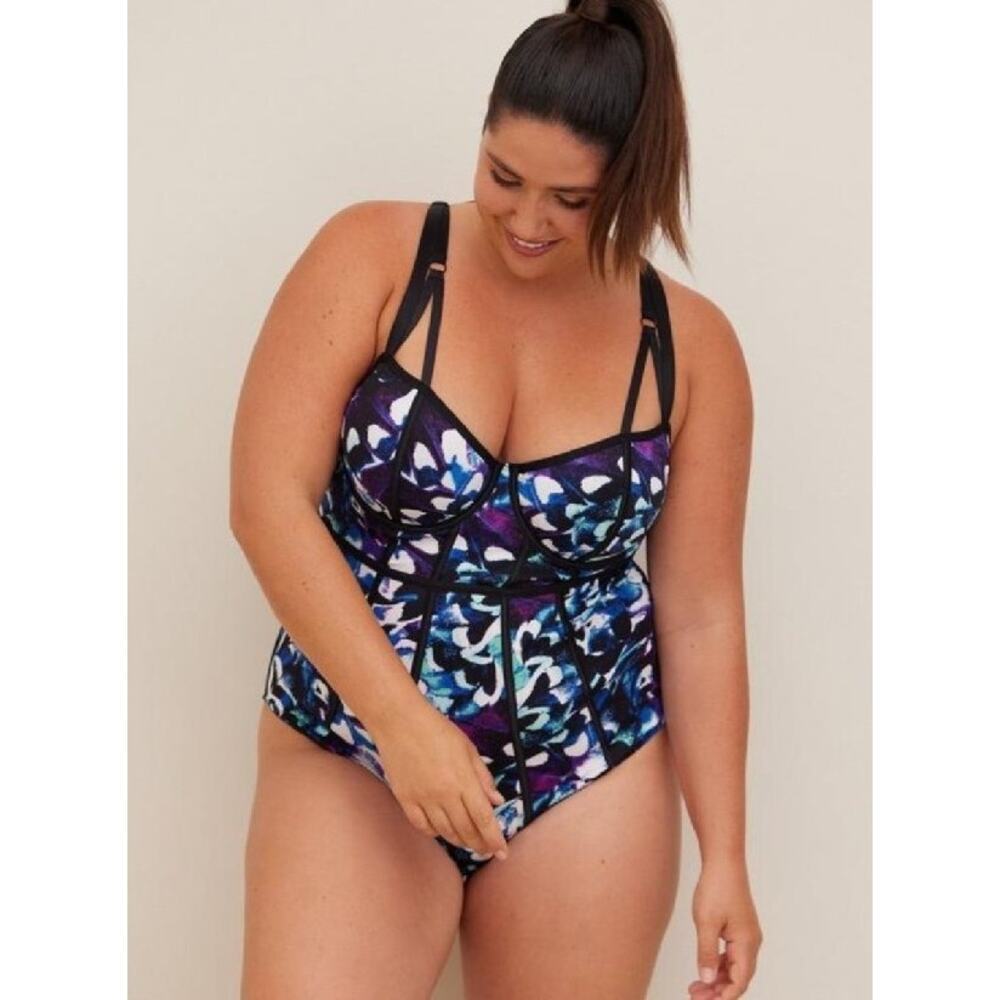 Torrid 4 bodysuit lingerie teddy sz 4X black purple blue white sexy $60 WL147